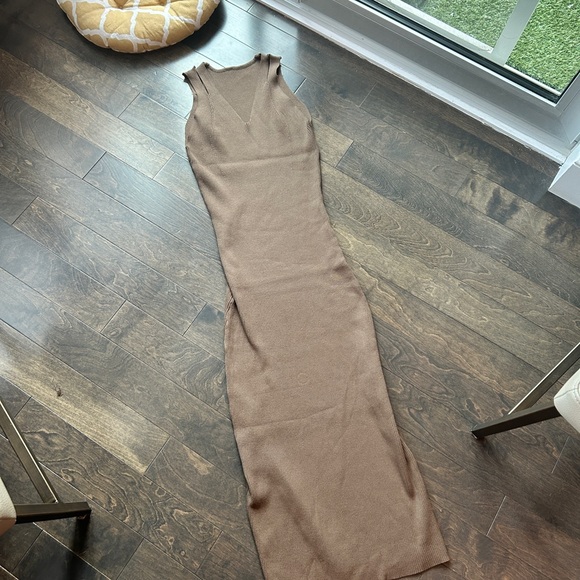 Nude Bodycon Ribbed Sweater Dress - Picture 3 of 7